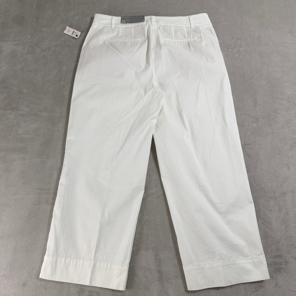 Talbots Wide Crop Pants Womens 8 White Wide Leg Cropped Trousers New - Picture 5 of 7